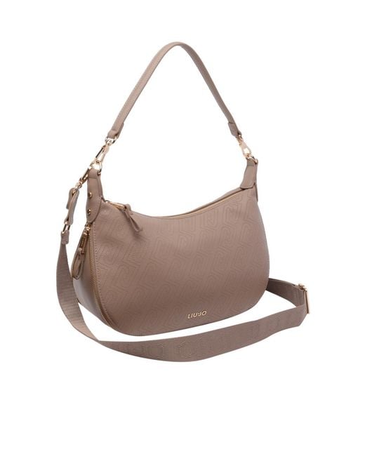 Liu Jo Gray Logo Zip Shoulder Bag