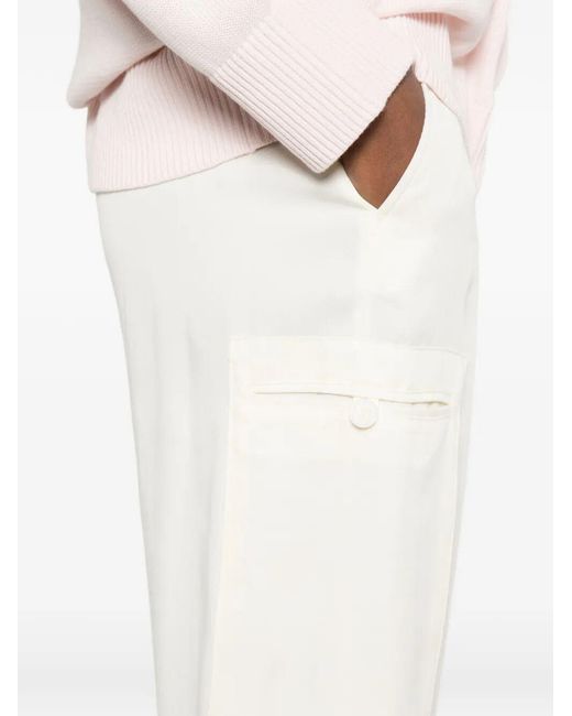 Twinset White Cargo-Pocket Straight Trousers