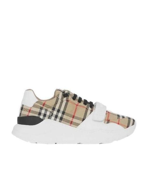 Burberry Brown Leather And Fabric Low-Top Sneakers for men