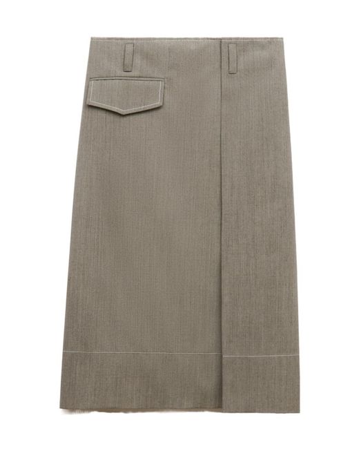 Marni Gray Wool Midi Skirt With Pocket