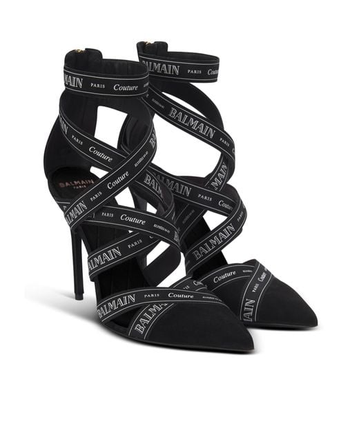 Balmain Black Couture Ribbon Crossover Strap Pumps