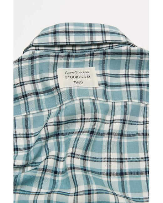 Acne Blue Check Short-Sleeve Shirt for men