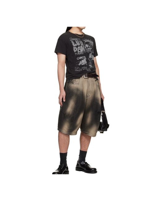 Lu'u Dan Green Puffa Denim Shorts for men
