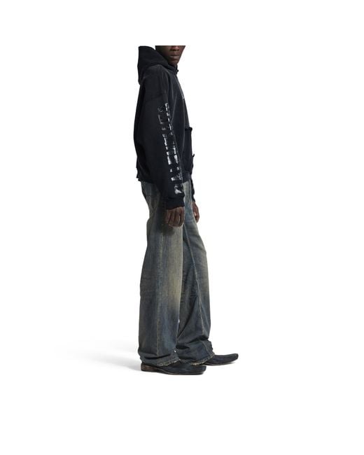 Balenciaga Blue Logo Embroidered Hoodie for men