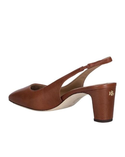 Ralph Lauren Brown Elastic Back Strap High-Heeled Sandals