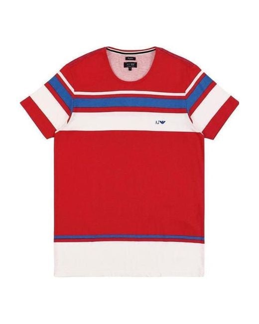 Armani Jeans Red Round Collar Logo T-Shirt for men