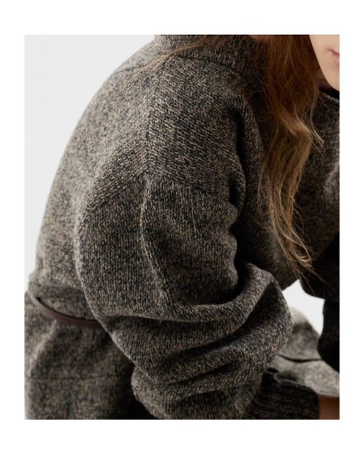 Prada Gray Mouliné Wool Dress