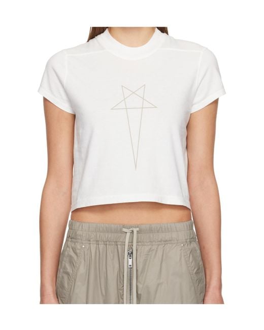 Rick Owens White Star-Print Crop Top