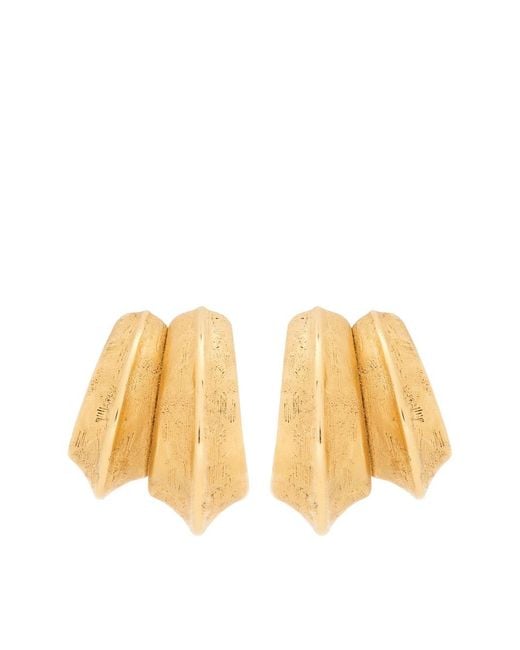 Saint Laurent Metallic Bo Pointes Arrondies Sculpted-Tone Earrings