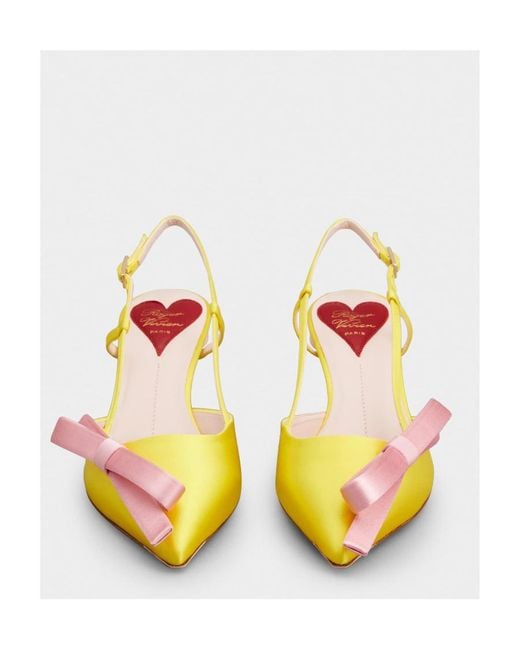 Roger Vivier Yellow Virgule Bow Slingback Pumps