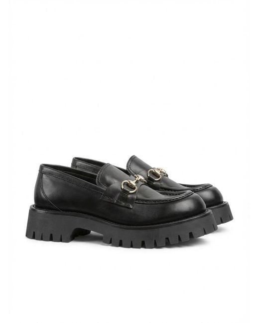 Gucci Black Lug Sole Loafer With Horsebit