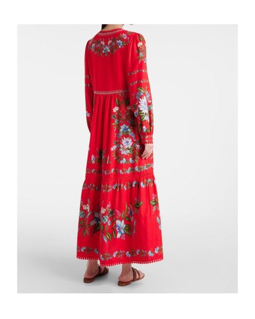 Farm Rio Red Long-Sleeved Dress