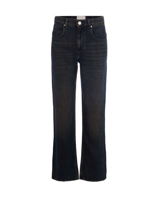 Isabel Marant Blue Logo Patch Flared Jeans