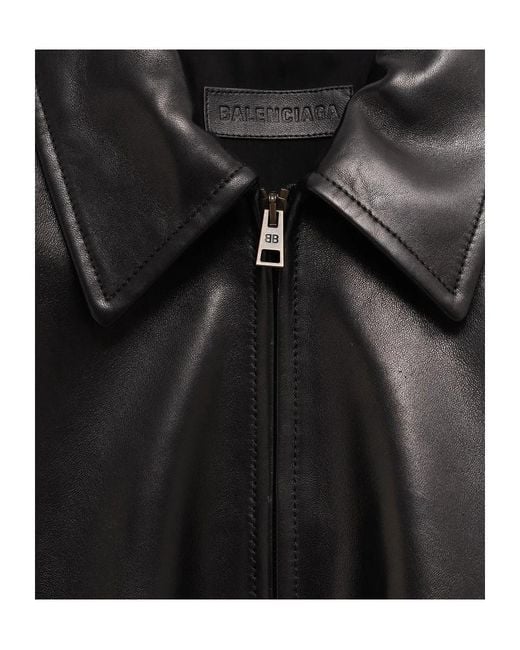 Balenciaga Black Long-Sleeved Leather Jacket