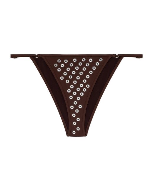 GIMAGUAS Brown Eyelet-Embellished Bikini Bottoms