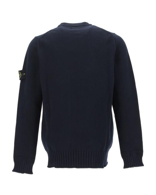 Stone Island Blue Crewneck Knitted Jumper for men