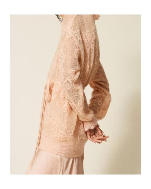 Twinset Natural Jacquard Alpaca-Blend Long Pullover
