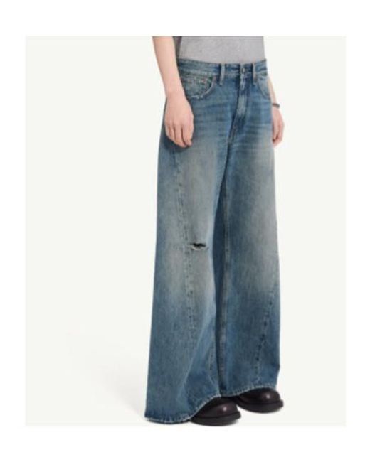 MM6 by Maison Margiela Blue Distressed Wide Leg Jeans