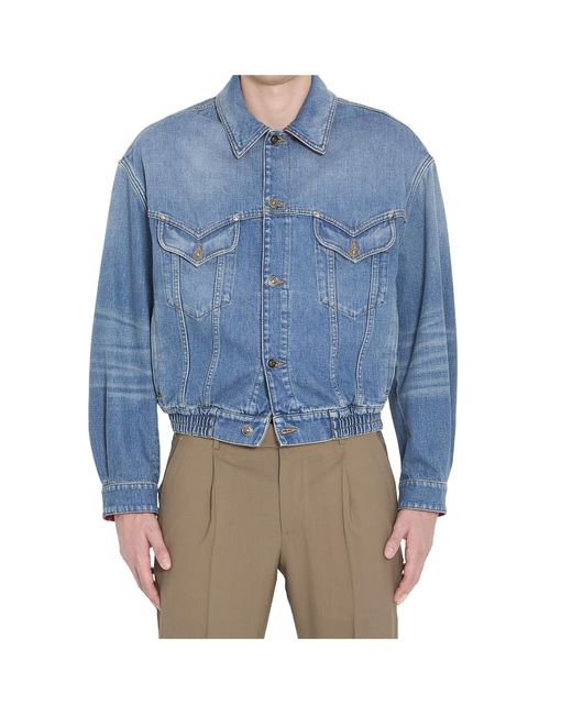 Versace Blue Button-Up Denim Jacket for men