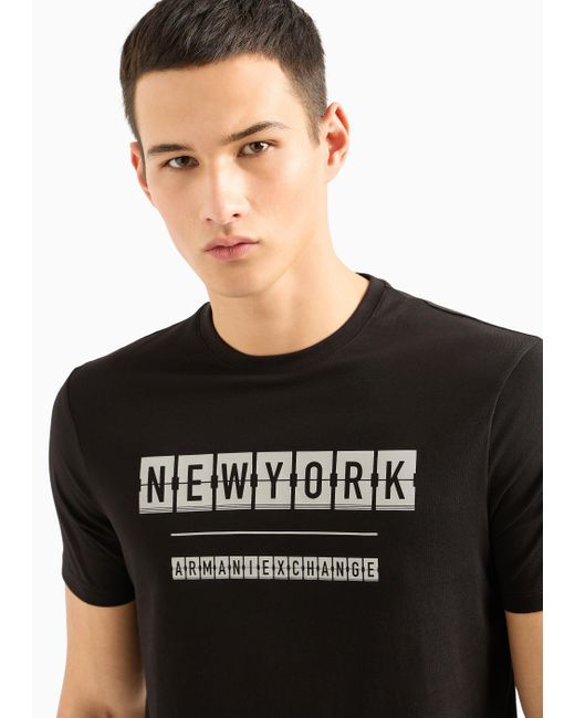 ARMANI EXCHANGE Black T-Shirt With Round Neck And Short Sleeves for men