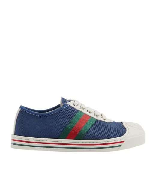 Gucci Blue Logo-Embossed Canvas Sneakers