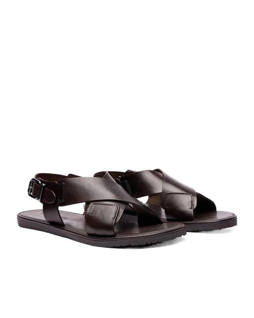 Scarosso Brown Massimo Buckle-Fastened Sandals for men