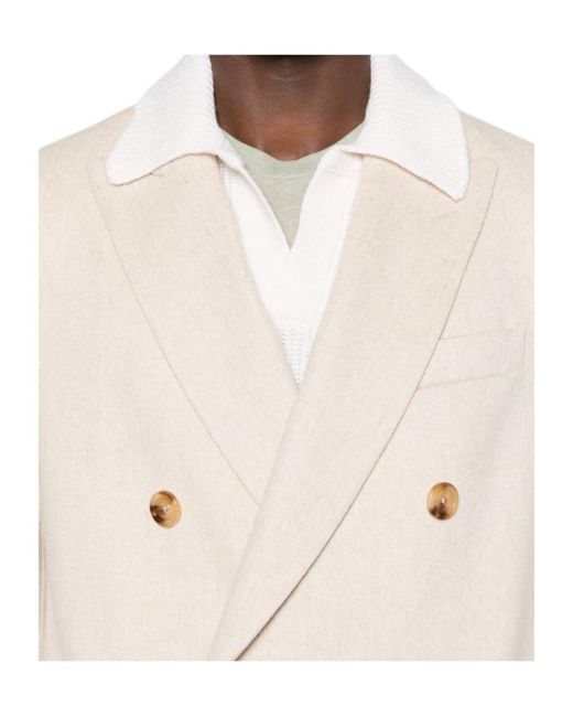 Lardini Natural Double-Breasted Coat for men