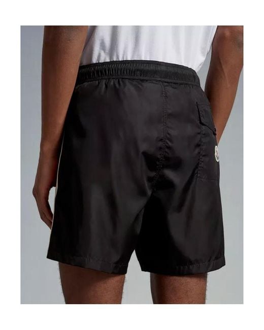Moncler Black Side Striped Logo Swim Shorts for men