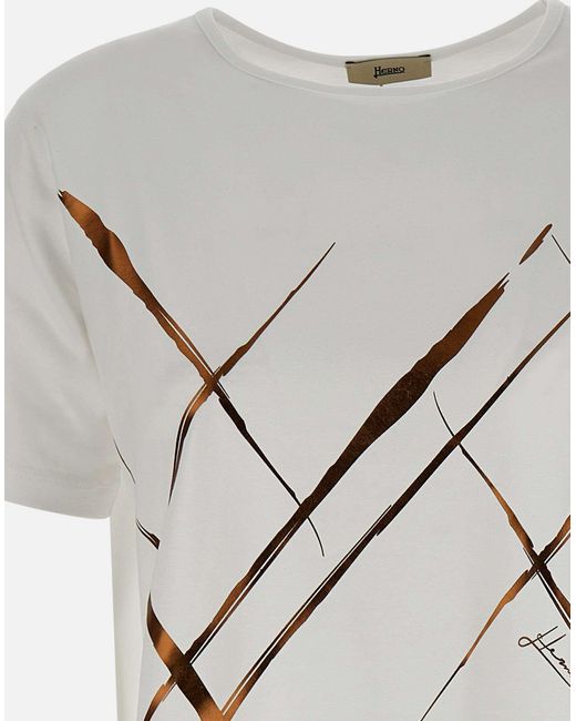Herno Gray Graphic Printed Crewneck T-Shirt