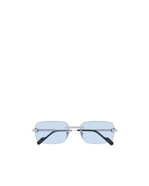 Cartier Blue Rimless Rectangular Sunglasses for men