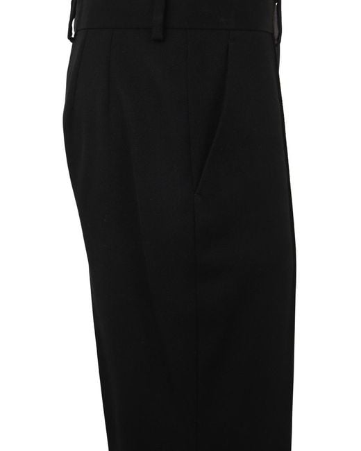 Lanvin Black Satin Trim Mid Rise Trousers for men