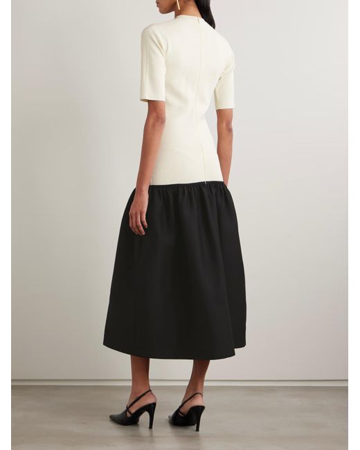 Totême White Totême Short-Sleeve Gathered Detail Dress