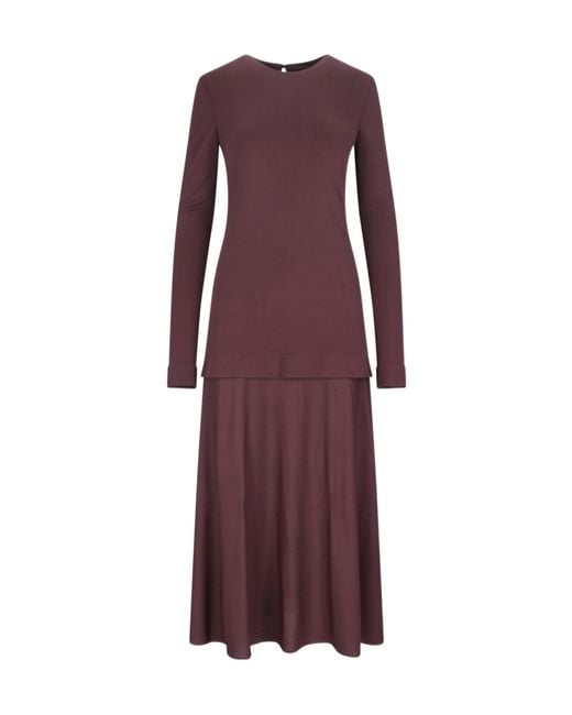 Jil Sander Purple Crew-Neck Crepe Dress