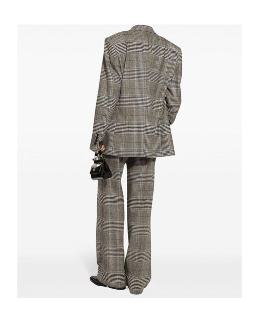 Dolce & Gabbana Gray Plaid Flared Pants