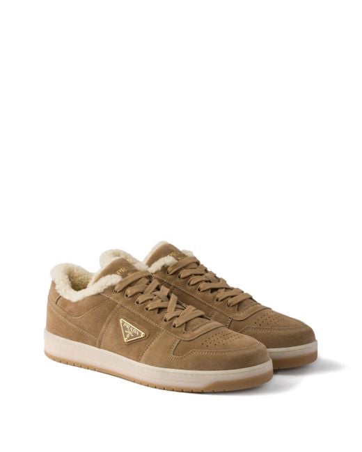 Prada Brown Downtown Suede Sneakers for men