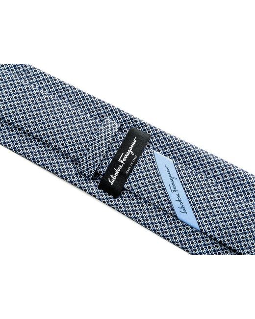 Ferragamo Blue Printed Silk Tie for men