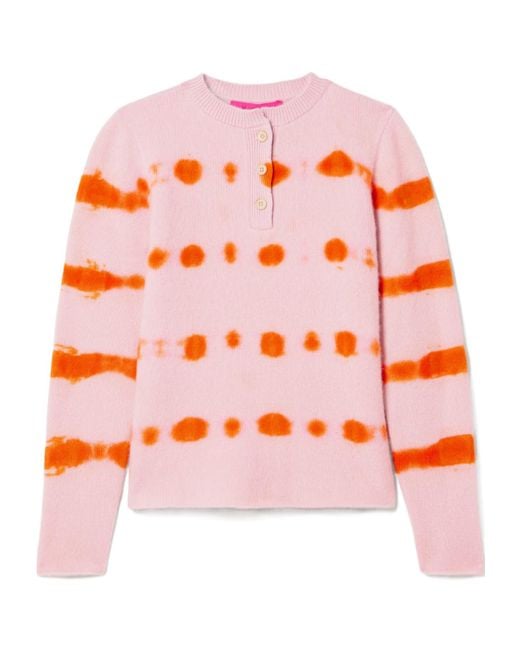 The Elder Statesman Orange Tie-Dye Brushed Cashmere Sweater