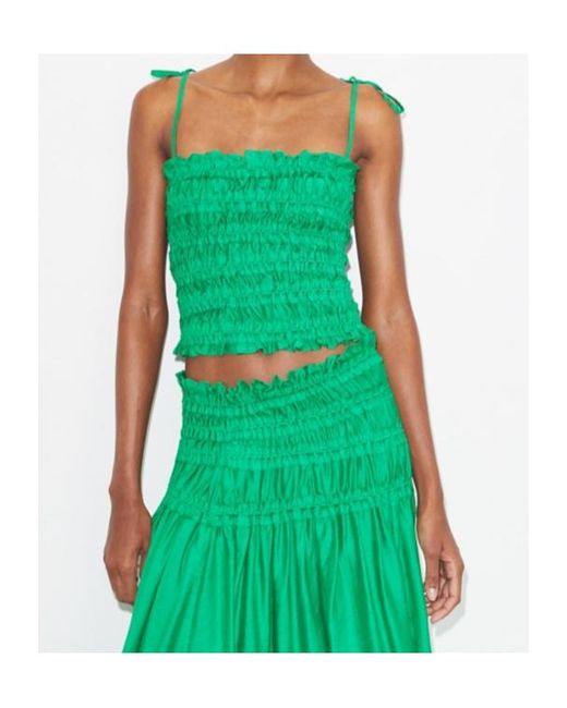 Tory Burch Green Ruched Strap Top