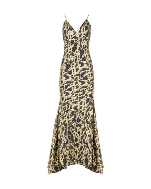 Nina Ricci Metallic Marbled-Motif Silk Maxi Dress
