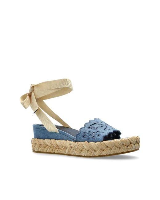 Jimmy Choo Blue Arlee Wedge Ankle Strap Sandals