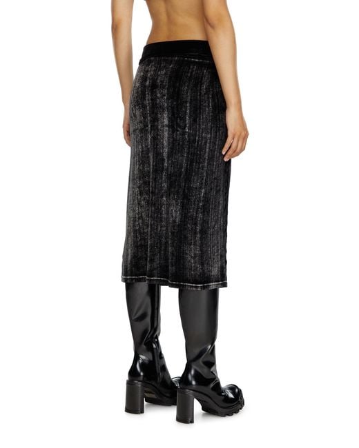 DIESEL Black High-Waisted Faded-Effect Pencil Skirt