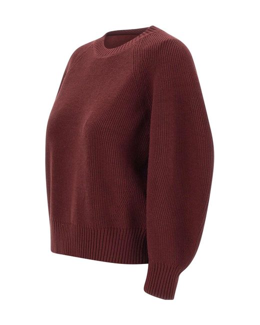 Kaos Red Balloon-Sleeve Knitted Sweater