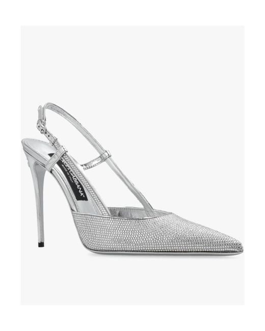 Dolce & Gabbana White Crystal-Embellished Pointed-Toe Pumps