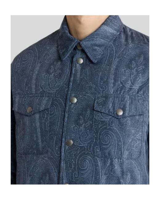 Etro Blue Paisley Overshirt for men