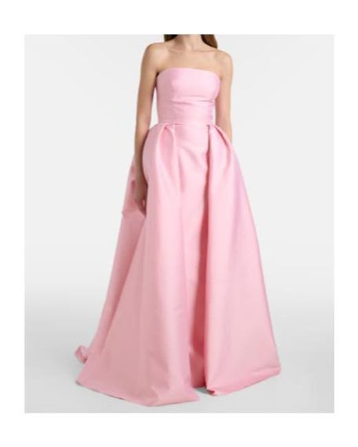 Monique Lhuillier Pink Strapless Bustier Gown