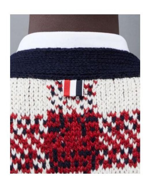 Thom Browne Blue Checkered Button-Up Knit Cardigan for men