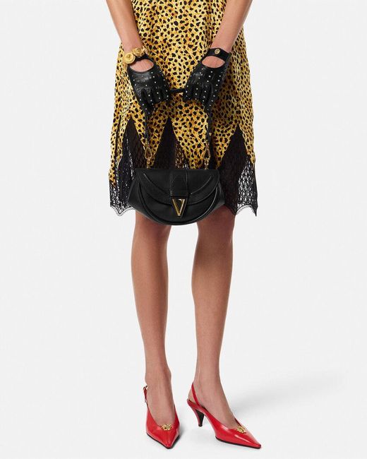 Versace Black Virtus Small Shoulder Bag