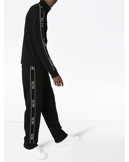 Valentino Black Ticker Logo-Print Track Pants for men