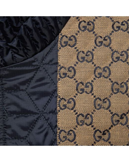 Gucci Blue Quilted Gg-Detail Jacket for men