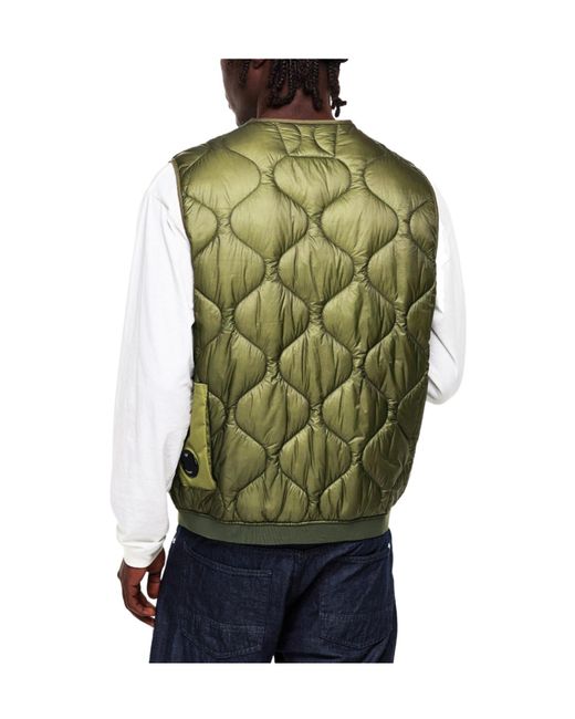 C P Company Green Quilted Argyle Sleeveless Vest for men